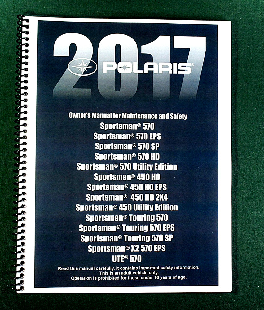 2017 Polaris Sportsman Touring 570 Owner’s Manual: 190 Pages & Protective Covers