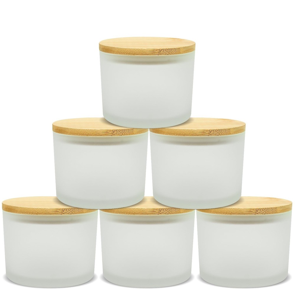 SUPMIND 16oz 3 Wick Candle Jars 6 Pack – Large Empty Frosted Glass Candle Mak…