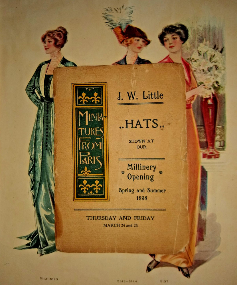 ANTIQUE 1898 PETITE MILLINERY HATS BOOK~MINIATURES FROM PARIS~J.W. LITTLE~AKRON