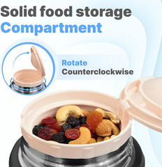 Earth&Me Stainless Steel Thermo for Hot 17OZ with Folding Spoon, Vacuum Insulat