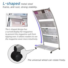 Magazine Rack Floor Standing,Brochure Display Stand, 4 Pockets Metal T3