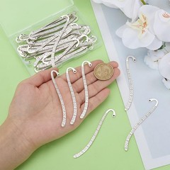 CRAFTYMELODY 40Pcs Metal Bookmark Hairpin Hook Alloy 84x4x2mm, Antique Silver