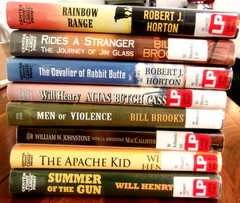 Lot of 8 LARGE PRINT Western Books Novels Ex-Library Cowboy by Mixed Authors