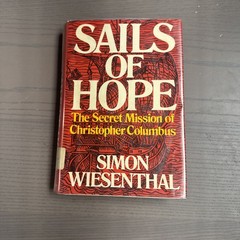 1973 FIRST AMERICAN EDITION SAILS OF HOPE SIMON WIESENTHAL Ex Library Acceptable