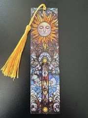 Paper Bookmark with Tassel 1.6 X 5.9 in. Stained Glass Tarot Card | The Sun