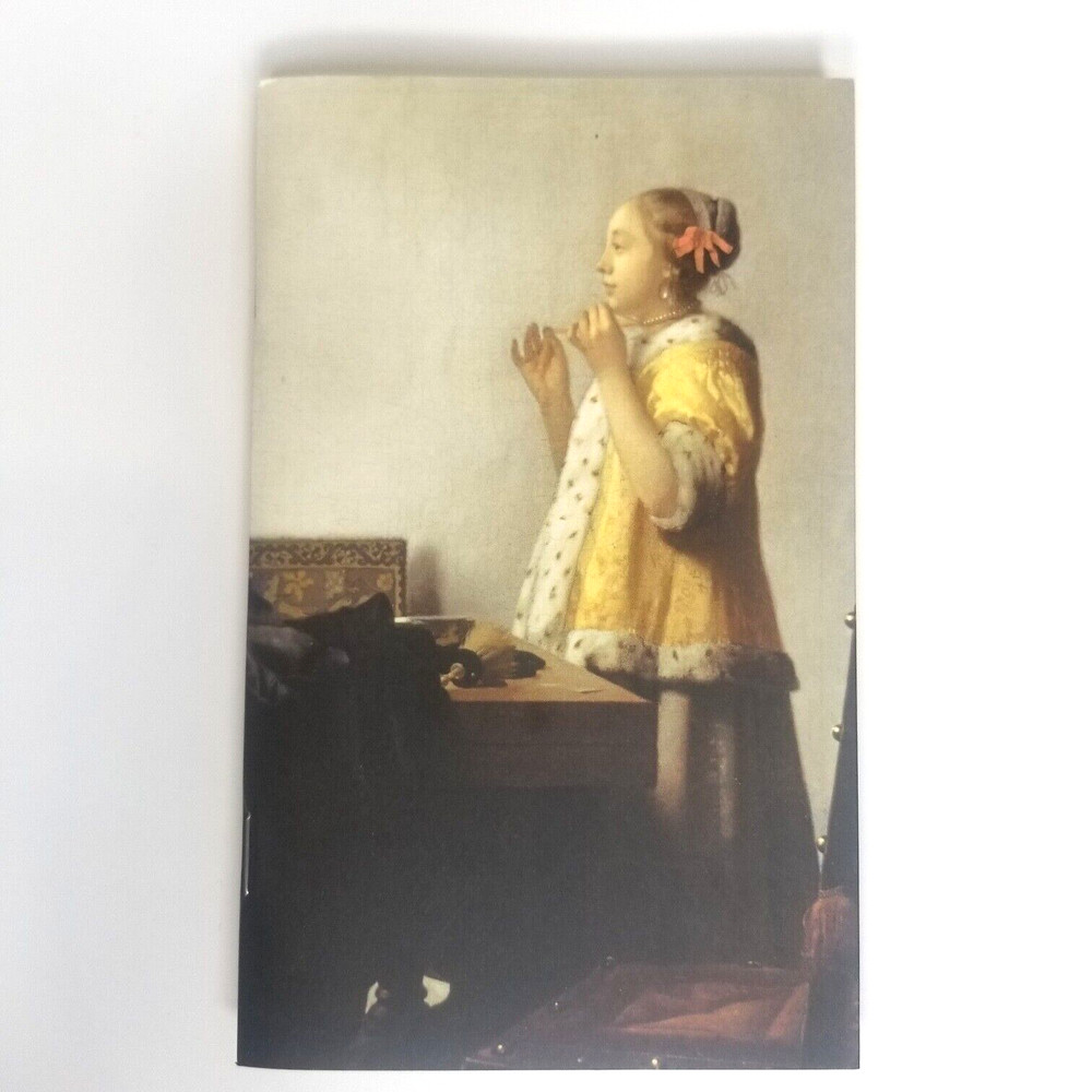 Vermeer Woman With Pearl Necklace Painting Line Notebook Louvre Museum 56 Pages