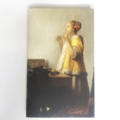 Vermeer Woman With Pearl Necklace Painting Line Notebook Louvre Museum 56 Pages
