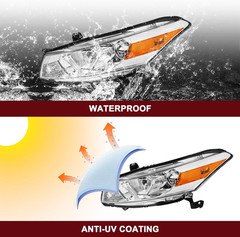 Projector Headlight Assembly W/Bulbs for 2008-2012 Honda Accord Coupe 2-Door Hal