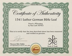 1541 Luther German Bible Leaf ~WE CHOOSE~ Hans Lufft Martin Luther