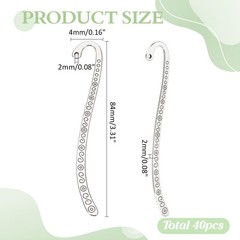 CRAFTYMELODY 40Pcs Metal Bookmark Hairpin Hook Alloy 84x4x2mm, Antique Silver