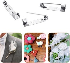 100 Pcs Bar Pins – Silver Brooch Clasp for Badges, DIY Craft, 1inch/25mm