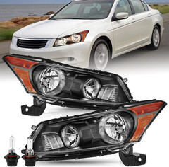 Headlight Assembly Compatible with 2008-2012 Honda Accord 4-Door Sedan Halogen R