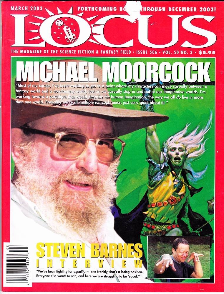 LOCUS #506 & 547 – Science Fiction fanzines – 16 pages on MICHAEL MOORCOCK.