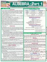Algebra Part 1 (Quickstudy: Academic) – Pamphlet By BarCharts, Inc. – VERY GOOD