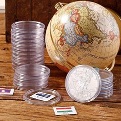 50PCS*40mm Coin Capsules Round Plastic Coin Holder White gaskets with Case Box🔥