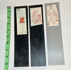 3 handmade vintage illustration cutout bookmarks, 2.5 in x 9 in