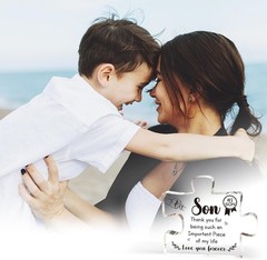 Stylish Tabletop Decoration – Engraved Puzzle Block for Son (3.9×3.3 in)