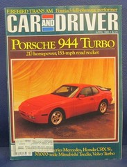 Car and Driver Magazine April 1985 Porsche 944 Turbo Toyota Cressida Firebird