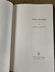 1999 White Oleander Book Janet Fitch First 1st Edition HCDJ VG