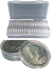 50PCS*40mm Coin Capsules Round Plastic Coin Holder White gaskets with Case Box🔥