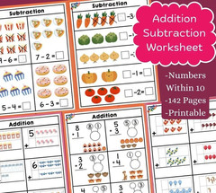 Addition & Subtraction Worksheet for Kids (142 Pages) Numbers within 10