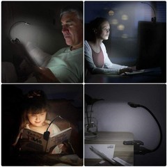 Rechargeable Book Light Mini LED Reading Light Flexible Easy Clip Lamp Portable