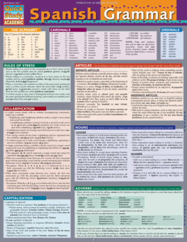 Spanish Grammar (Quick Study: Academic) – Cards By BarCharts, Inc. – GOOD
