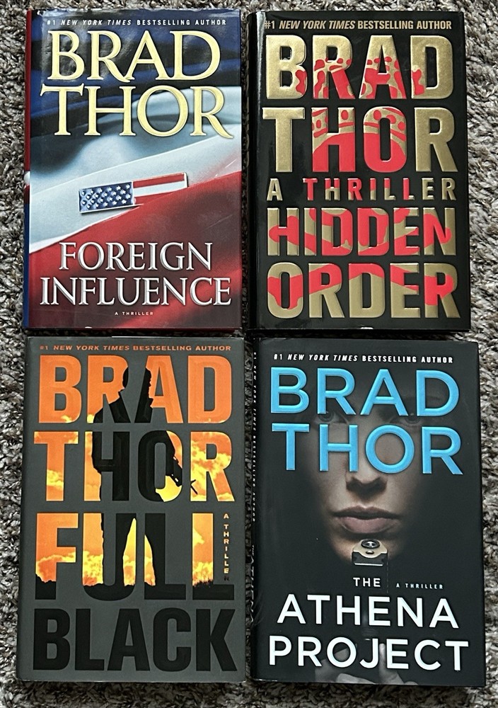 Brad Thor ALL SIGNED Lot of 4 Full Black Foreign Influence Hidden Order Athena