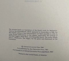 Mechanization of World Picture 1st Oxford PB 1969 Dijksterhuis History Science