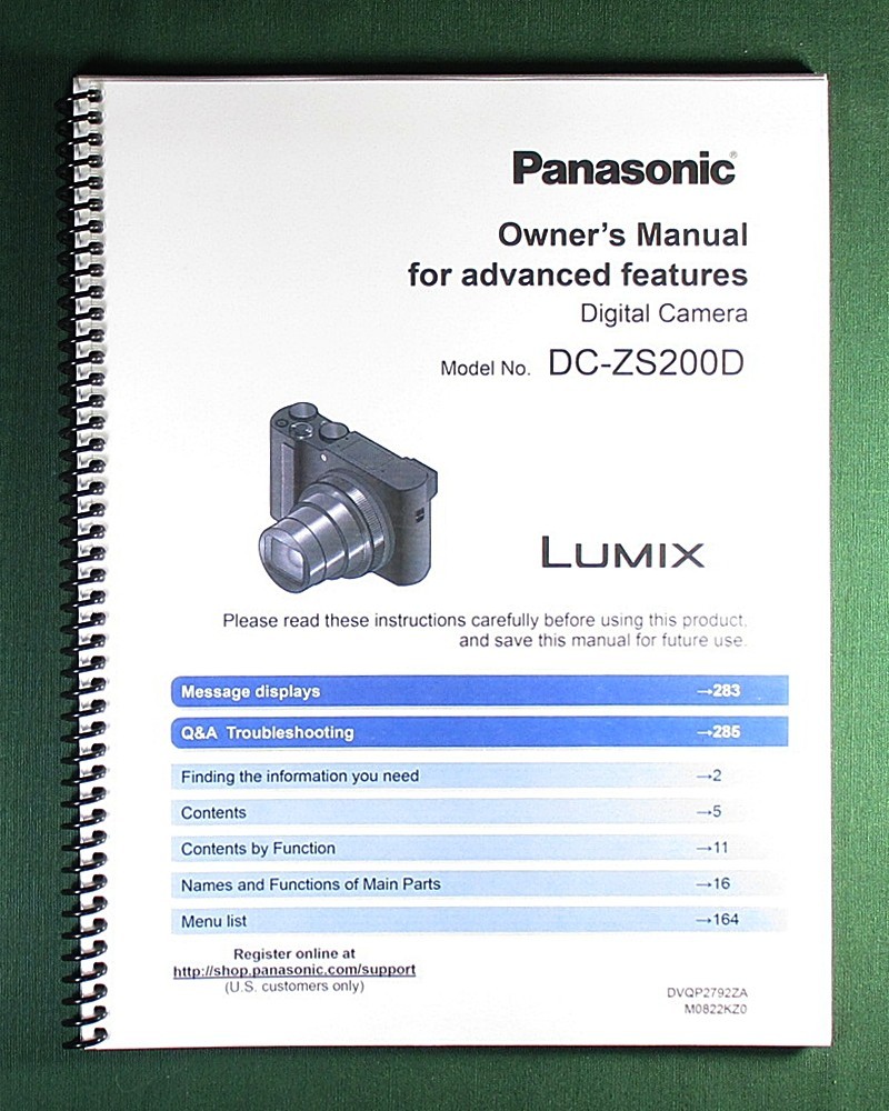 Panasonic DC-ZS200D Instruction Manual: 301 Pages & Protective Covers!