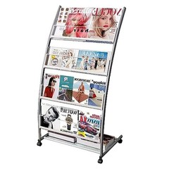 Magazine Rack Floor Standing,Brochure Display Stand, 4 Pockets Metal T3
