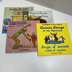 Lot of 4 Bilingual Spanish English Children Book Curious George Berenstain Bears