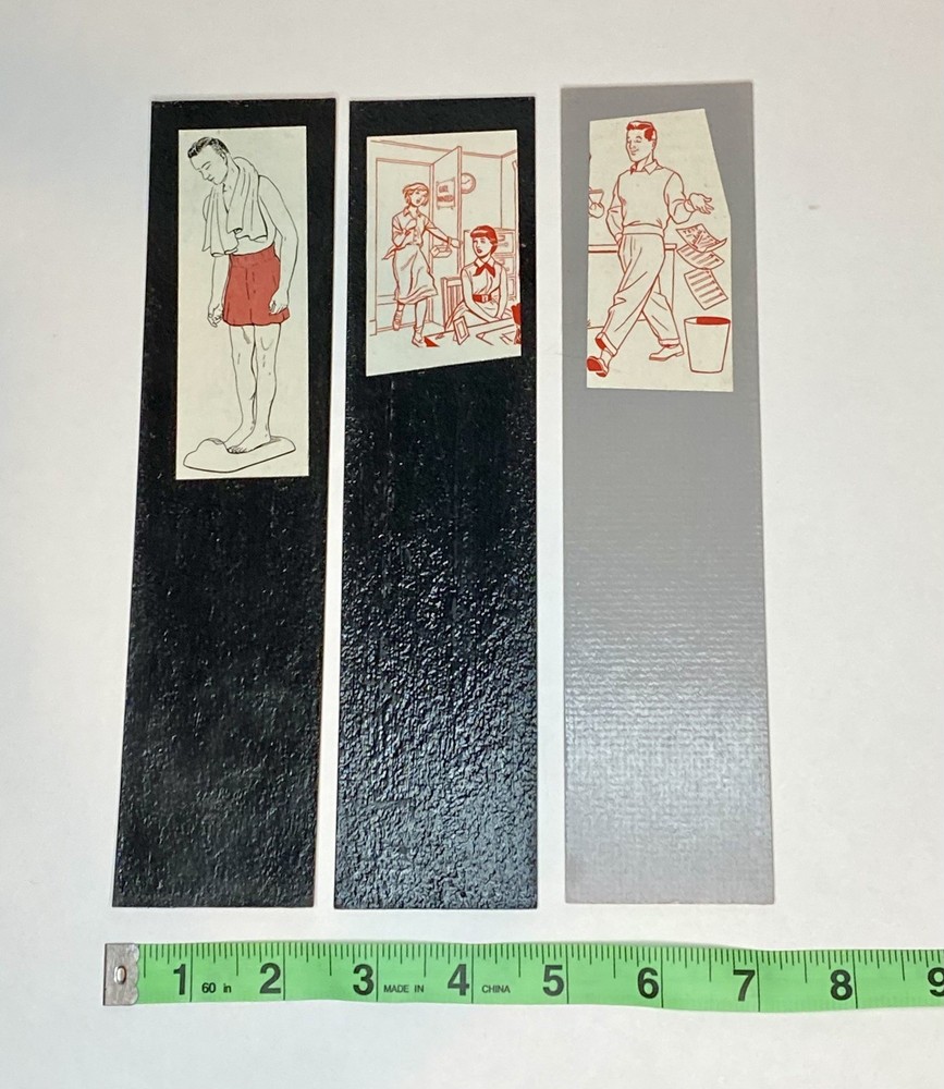 3 handmade vintage illustration cutout bookmarks, 2.5 in x 9 in