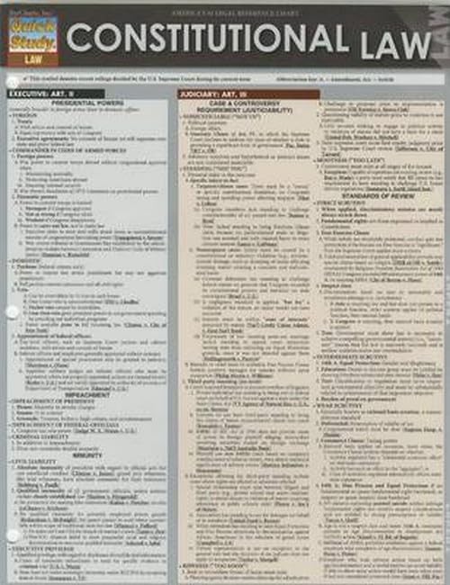 Constitutional Law (Quick Study Law) – BarCharts, Inc. – Very Good – See con…