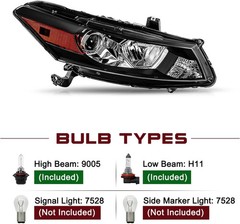 Headlight Assembly W/Bulbs for 2008-2012 Honda Accord 2-Door Coupe [ Factory Hal