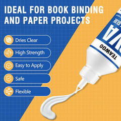 Book Repair & Binding Glue Kit – 8.5 Oz + 2×1.35 Oz Acid-Free PVA Adhesive – Neu