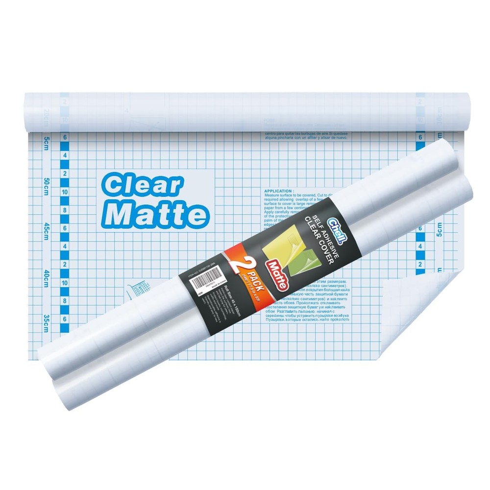 Contact Paper Roll Matte Clear Self Adhesive 17.5 in x 5 ft 2 Pack