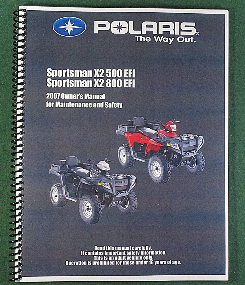 2007 Polaris Sportsman X2 800 EFI ATV Owner’s Manual: 161 Pages & Clear Covers