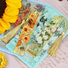 Kinsound Metal Bookmarks with Tassel, Golden Van Gogh 4.25″ x 0.86″, Gold