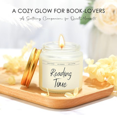 Book Lover Gift Set 16 oz Glass Cup Candle Socks Bookmark For Readers