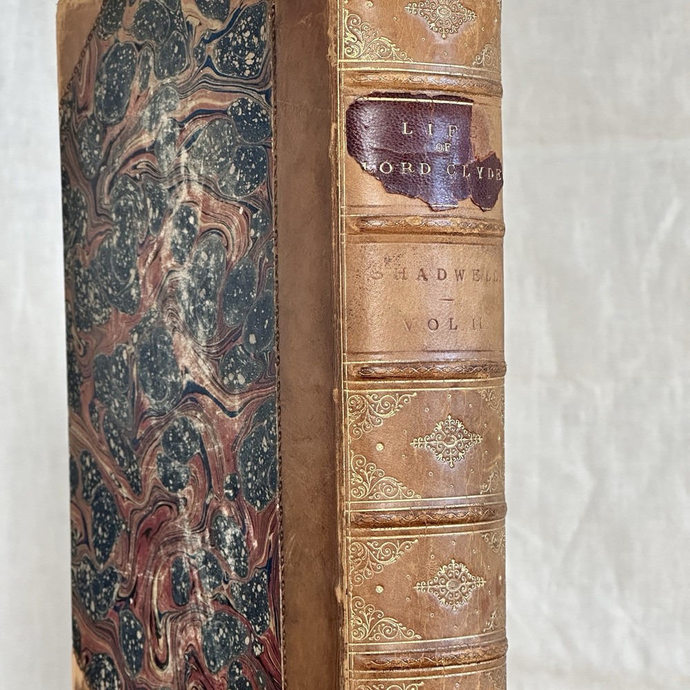 Antique Decorative Fine Leather book, Life Colin Campbell Lord Clyde by Shadwell