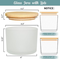 SUPMIND 16oz 3 Wick Candle Jars 6 Pack – Large Empty Frosted Glass Candle Mak…