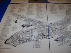 LOCKHEED C-130 “STILL LABORING ON” & B-36 PEACEMAKER.. 2-PAGE CUTAWAY (568JJ)