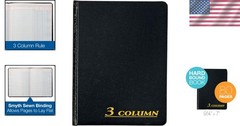 3-Column Black Account Journal, 80 Pages