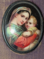 1868 PRAYER BOOK w/ Miniature Portrait & VELVET BINDING in German ANTIQUE
