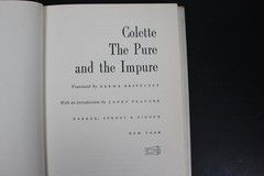 The Pure & The Impure Colette 1967 First Printing Farrar, Straus & Giroux
