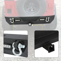 Rear Bumper Compatible with 1987-2006 Jeep Wrangler TJ YJ with LED Lights 2″ Hit