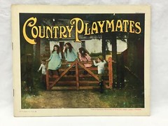 Adorable Antique Children’s Book COUNTRY PLAYMATES Great Color Images 12.25×9.75
