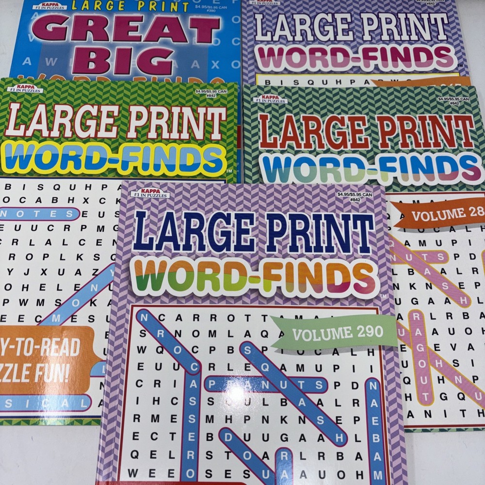 LOT 5 New Large Print Word-Finds Search Kappa 245,248,289,290 & 1 Great Big 134