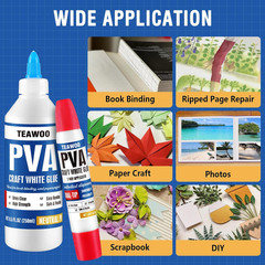 Book Repair & Binding Glue Kit – 8.5 Oz + 2×1.35 Oz Acid-Free PVA Adhesive – Neu
